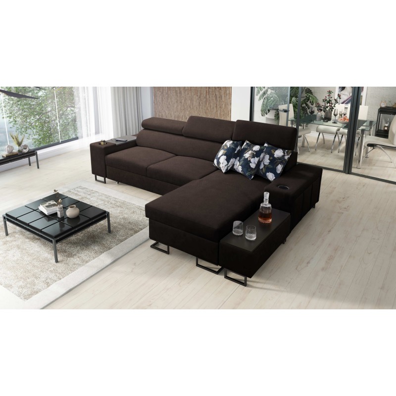 Ecksofa Prestige I Maxi mit Schlaffunktion und USB-Anschluss - Geflecht, Sawana 26