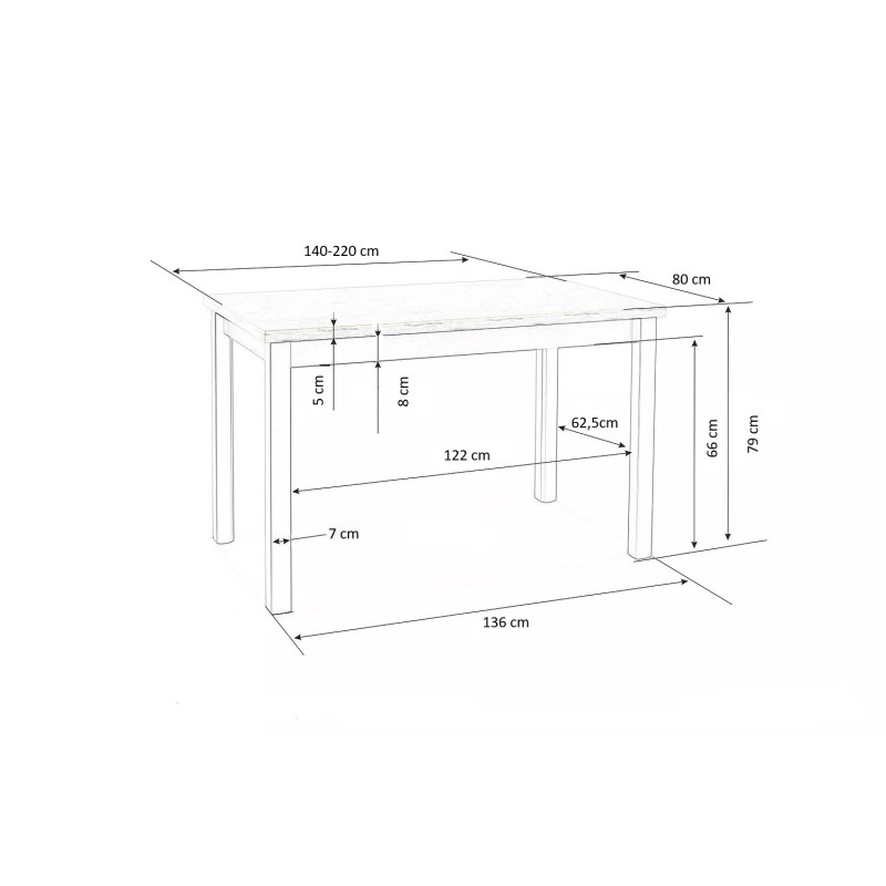 'TIAGO 2 Extendable Table 140-220/80 Top: White, Legs: White' 'TIAGO 2 Extendable Table 140-220/80 Top: White, Legs: White'