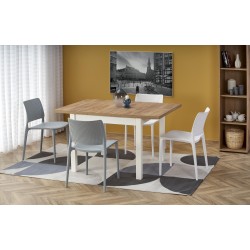 'TIAGO SQUARE extendable table 90-125/90 top: craft oak, legs: white'