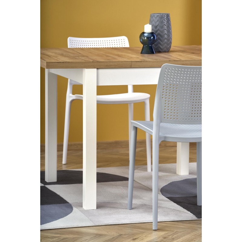 'TIAGO SQUARE extendable table 90-125/90 top: craft oak, legs: white' 'TIAGO SQUARE extendable table 90-125/90 top: craft oak, legs: white'