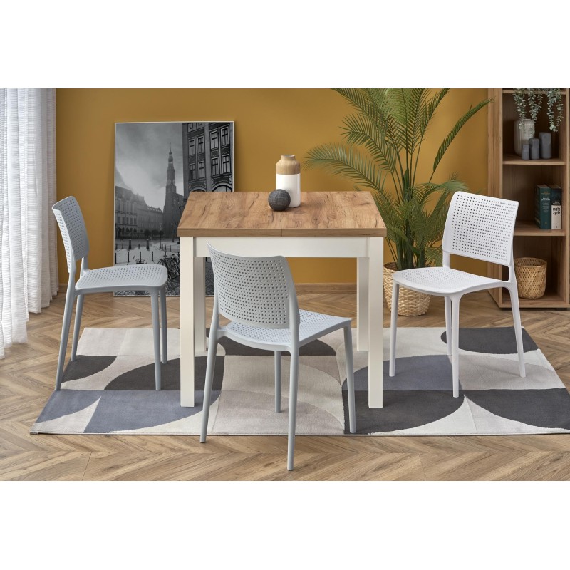 'TIAGO SQUARE extendable table 90-125/90 top: craft oak, legs: white' 'TIAGO SQUARE extendable table 90-125/90 top: craft oak, legs: white'