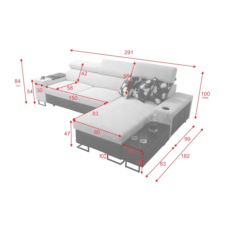 Ecksofa Prestige I Maxi mit Schlaffunktion und USB-Anschluss - Flechtwerk, Sawana 21 Ecksofa Prestige I Maxi mit Schlaffunktion und USB-Anschluss - Flechtwerk, Sawana 21