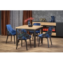 'TIAGO SQUARE extendable table 90-125/90 top: craft oak, legs: black'