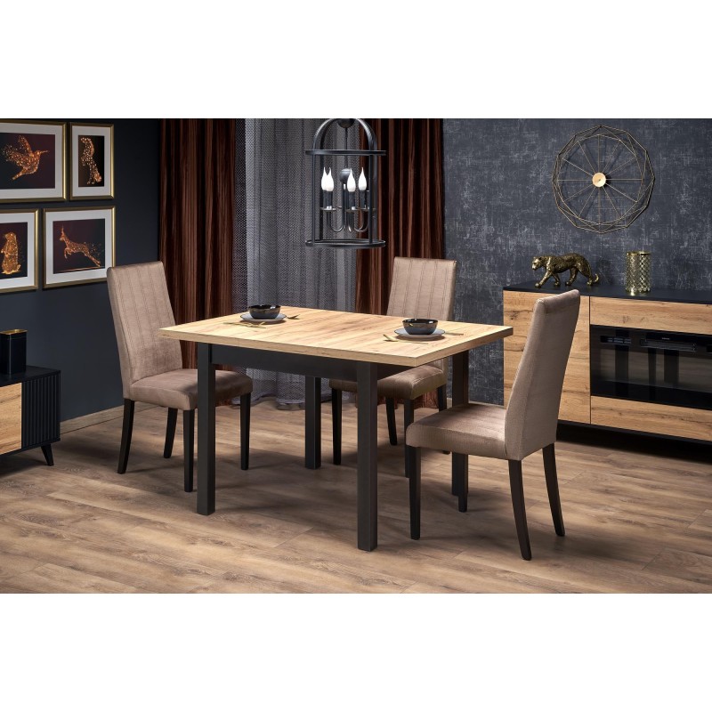 'TIAGO SQUARE extendable table 90-125/90 top: craft oak, legs: black' 'TIAGO SQUARE extendable table 90-125/90 top: craft oak, legs: black'