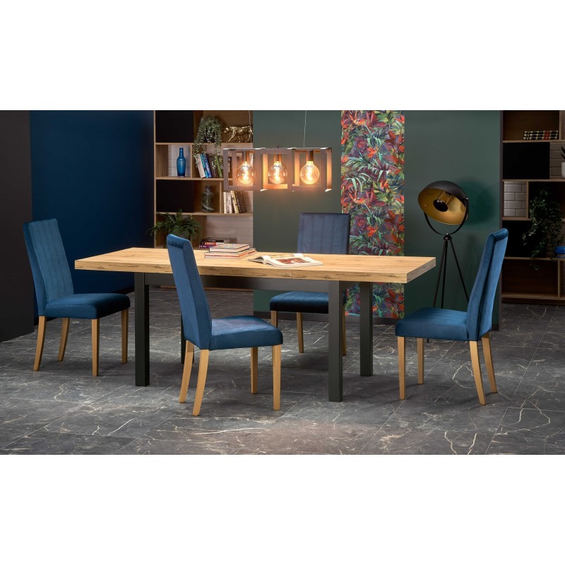 'TIAGO Extendable Table 140-220/80 Top: Craft Oak, Legs: Black' 'TIAGO Extendable Table 140-220/80 Top: Craft Oak, Legs: Black'