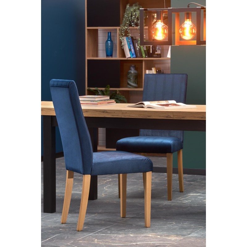 'TIAGO Extendable Table 140-220/80 Top: Craft Oak, Legs: Black' 'TIAGO Extendable Table 140-220/80 Top: Craft Oak, Legs: Black'