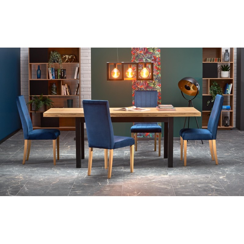 'TIAGO Extendable Table 140-220/80 Top: Craft Oak, Legs: Black' 'TIAGO Extendable Table 140-220/80 Top: Craft Oak, Legs: Black'
