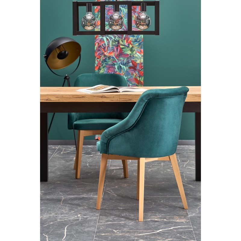 'TIAGO Extendable Table 140-220/80 Top: Craft Oak, Legs: Black' 'TIAGO Extendable Table 140-220/80 Top: Craft Oak, Legs: Black'