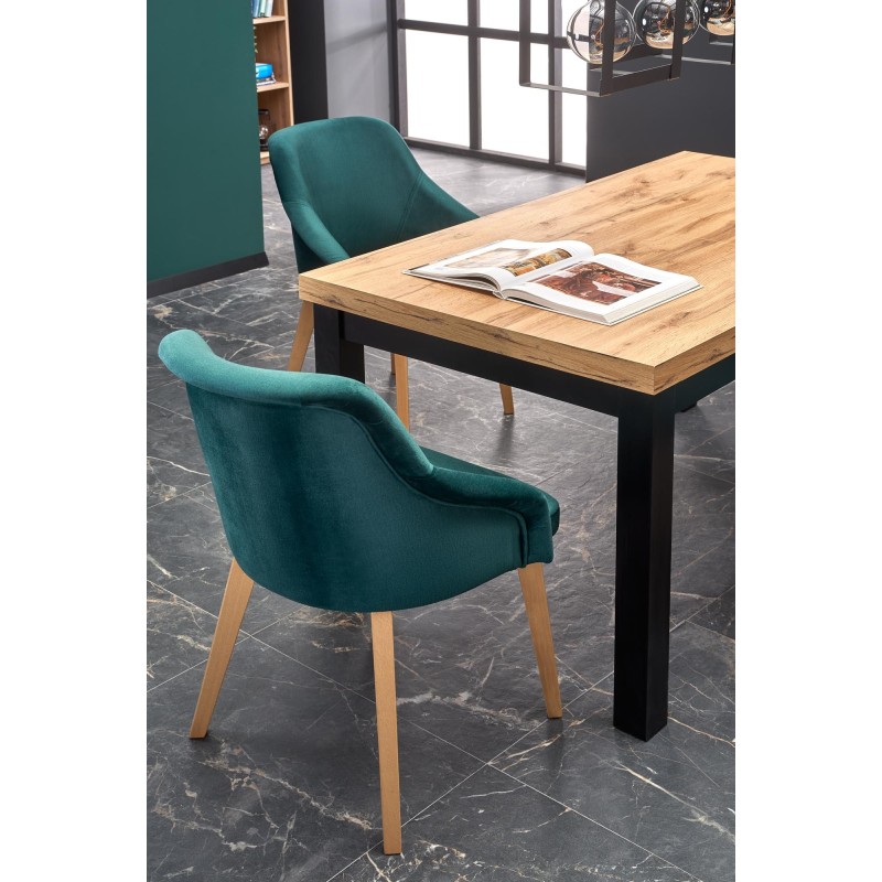 'TIAGO Extendable Table 140-220/80 Top: Craft Oak, Legs: Black' 'TIAGO Extendable Table 140-220/80 Top: Craft Oak, Legs: Black'