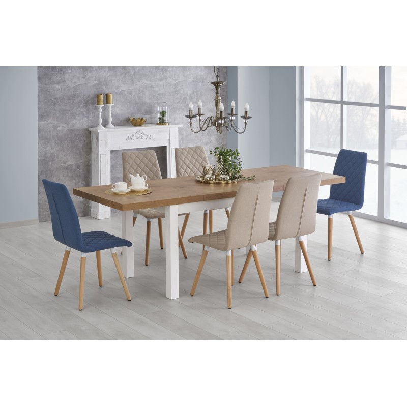 'TIAGO Extendable Table 140-220/80 Top: Lancelot Oak, Legs: White' 'TIAGO Extendable Table 140-220/80 Top: Lancelot Oak, Legs: White'