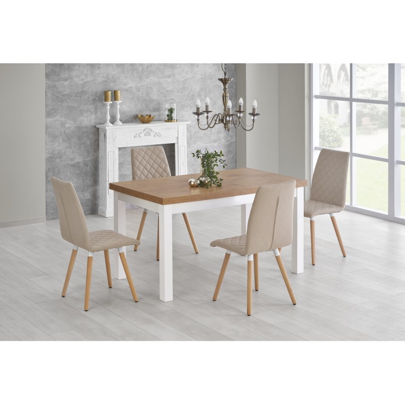 'TIAGO Extendable Table 140-220/80 Top: Lancelot Oak, Legs: White' 'TIAGO Extendable Table 140-220/80 Top: Lancelot Oak, Legs: White'