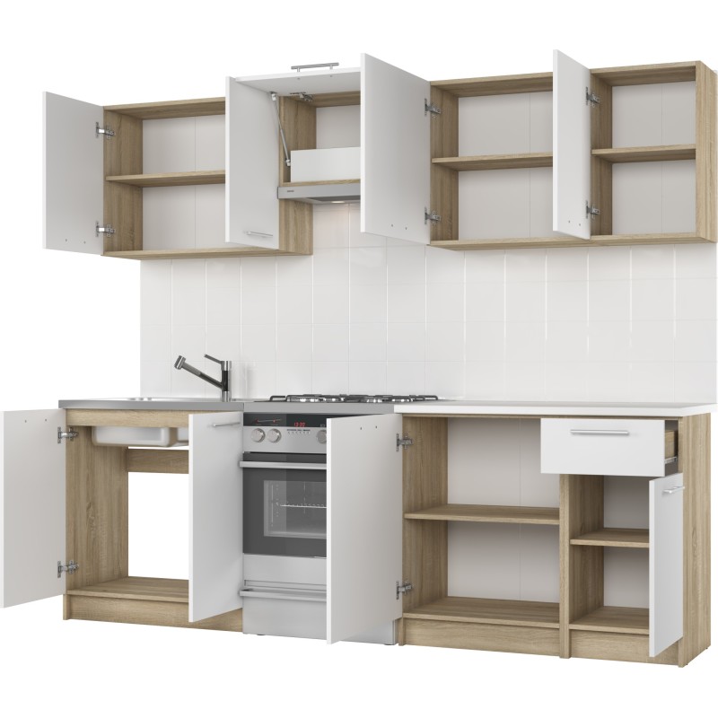 'DARIA 240 Kitchen Set, Body: Sonoma Oak, Fronts: White' 'DARIA 240 Kitchen Set, Body: Sonoma Oak, Fronts: White'