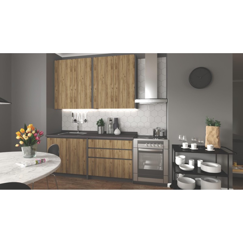 'IDEA 180 Kitchen Set, Body: Anthracite, Fronts: Craft Oak' 'IDEA 180 Kitchen Set, Body: Anthracite, Fronts: Craft Oak'