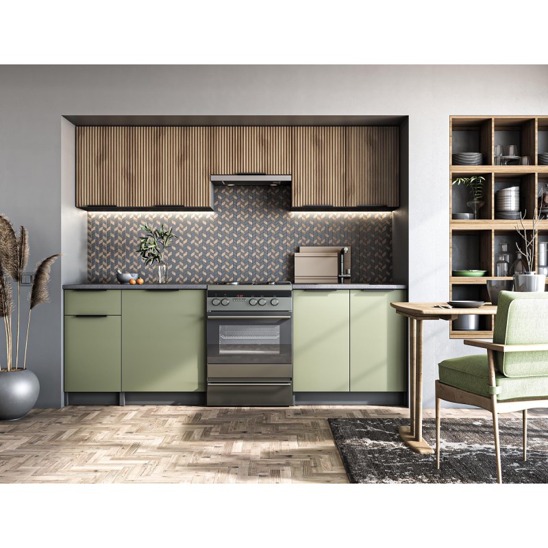'KSENIA 240 Kitchen Set, Body: Anthracite, Front: Walnut / Pistachio' 'KSENIA 240 Kitchen Set, Body: Anthracite, Front: Walnut / Pistachio'