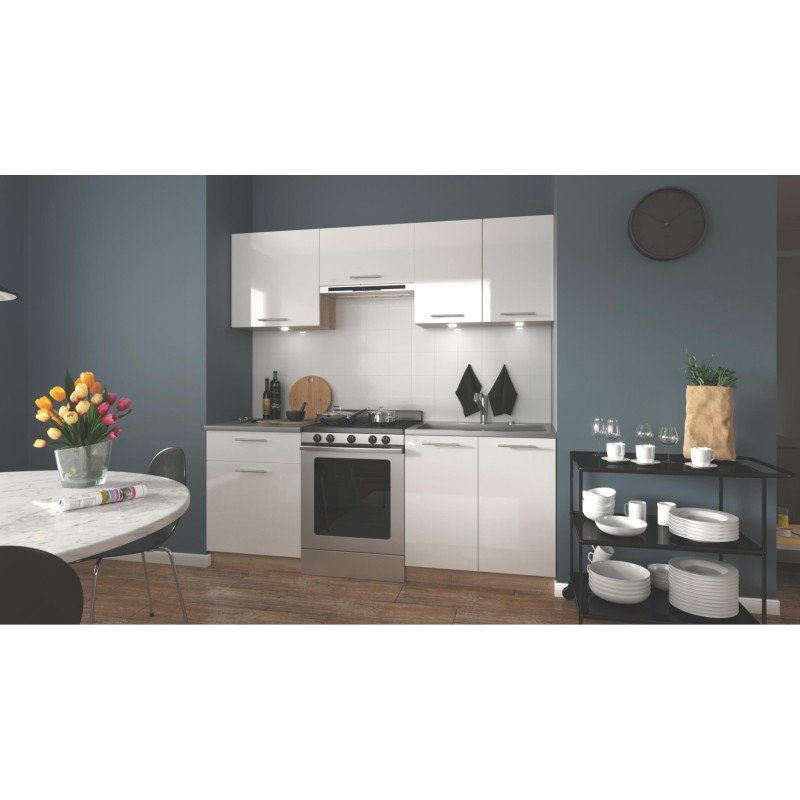 'MARIJA 200 Kitchen Set Body: Sonoma Oak, Fronts: Glossy White' 'MARIJA 200 Kitchen Set Body: Sonoma Oak, Fronts: Glossy White'