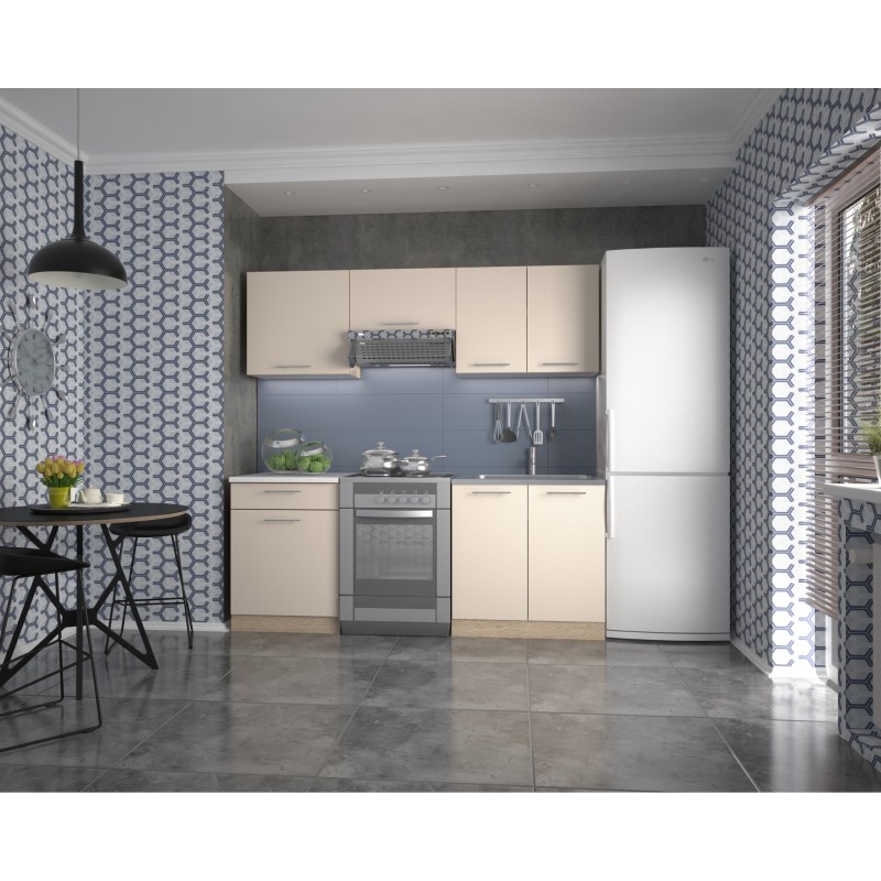 'MARIJA 200 Kitchen Set, Body: Sonoma Oak, Fronts: Vanilla' 'MARIJA 200 Kitchen Set, Body: Sonoma Oak, Fronts: Vanilla'