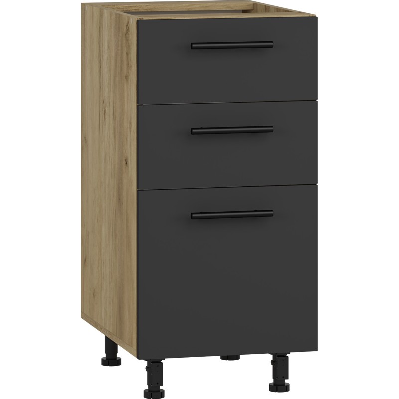 'VENTO D3S-40/82 Lower Cabinet with Drawers, Hettich Mechanism Front: Anthracite'