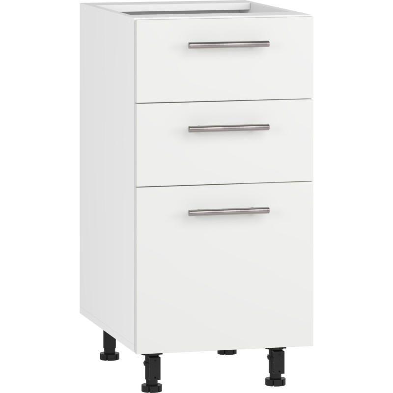 VENTO D3S-40/82 szafka dolna z szufladami, mechanizm Hettich front: biały mat