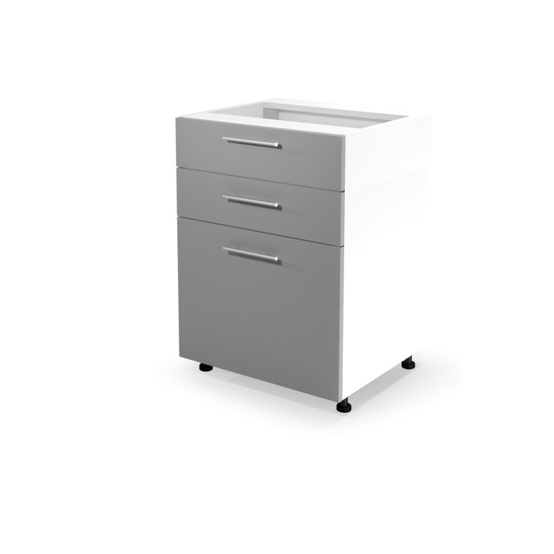 VENTO D3S-60/82 szafka dolna z szufladami, mechanizm Hettich front: jasny popiel