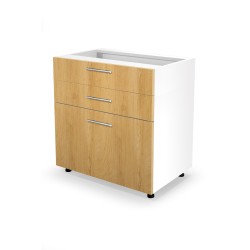 'VENTO D3S-80/82 Lower Cabinet with Drawers, Hettich Mechanism Front: Honey Oak'