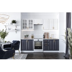 'VIKTORIA 240 Kitchen Set, Body: White, Front: Navy / White'