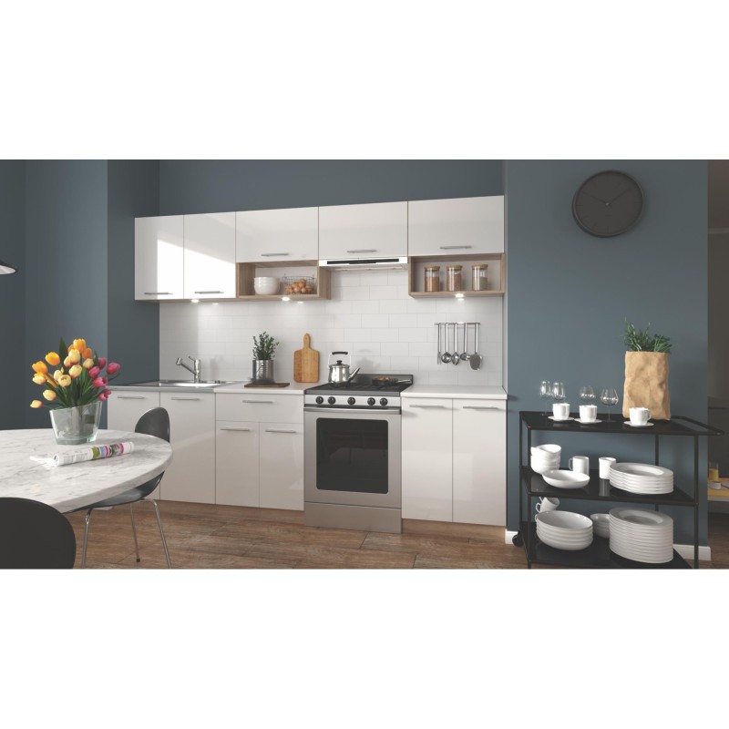 'VIOLA 260 Kitchen Set, Body: Sonoma Oak, Fronts: Glossy White' 'VIOLA 260 Kitchen Set, Body: Sonoma Oak, Fronts: Glossy White'