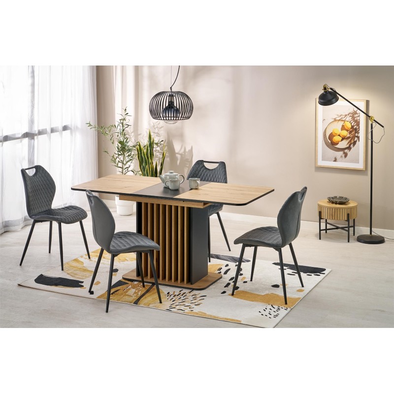 'WILSON Extendable Table, Top - Artisan Oak / Black, Legs - Artisan Oak / Black' 'WILSON Extendable Table, Top - Artisan Oak / Black, Legs - Artisan Oak / Black'