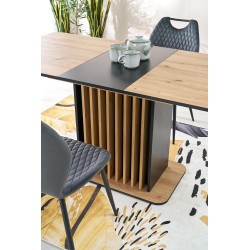 'WILSON Extendable Table, Top - Artisan Oak / Black, Legs - Artisan Oak / Black' 'WILSON Extendable Table, Top - Artisan Oak / Black, Legs - Artisan Oak / Black'