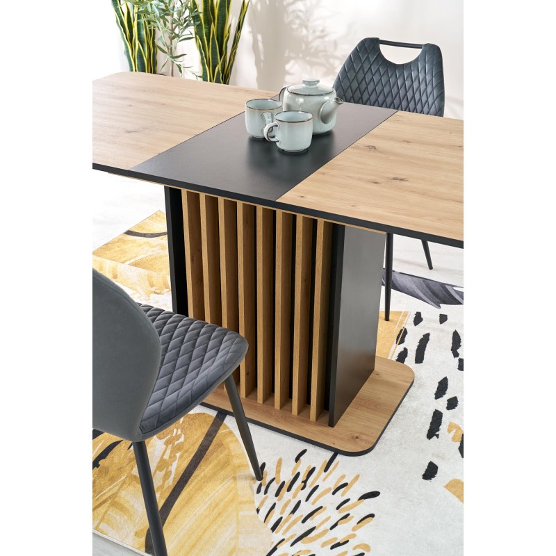 'WILSON Extendable Table, Top - Artisan Oak / Black, Legs - Artisan Oak / Black' 'WILSON Extendable Table, Top - Artisan Oak / Black, Legs - Artisan Oak / Black'