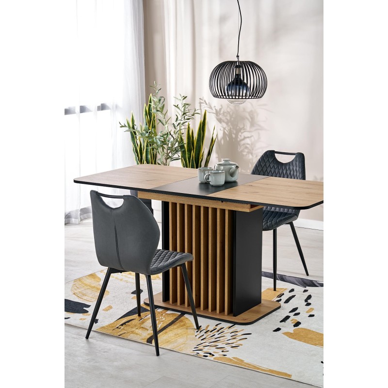 'WILSON Extendable Table, Top - Artisan Oak / Black, Legs - Artisan Oak / Black' 'WILSON Extendable Table, Top - Artisan Oak / Black, Legs - Artisan Oak / Black'