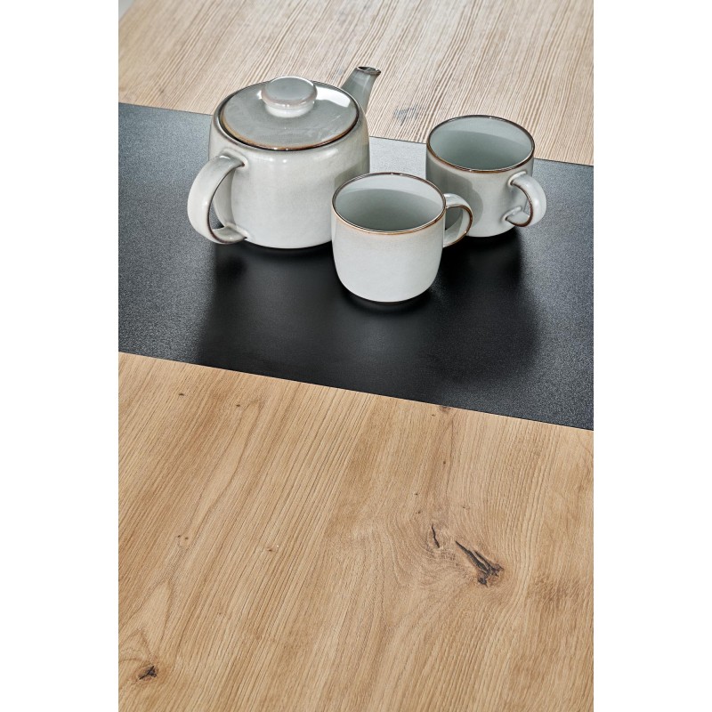 'WILSON Extendable Table, Top - Artisan Oak / Black, Legs - Artisan Oak / Black' 'WILSON Extendable Table, Top - Artisan Oak / Black, Legs - Artisan Oak / Black'
