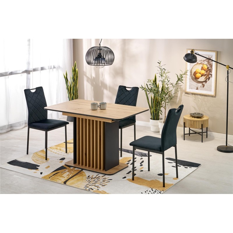 'WILSON Extendable Table, Top - Artisan Oak / Black, Legs - Artisan Oak / Black' 'WILSON Extendable Table, Top - Artisan Oak / Black, Legs - Artisan Oak / Black'