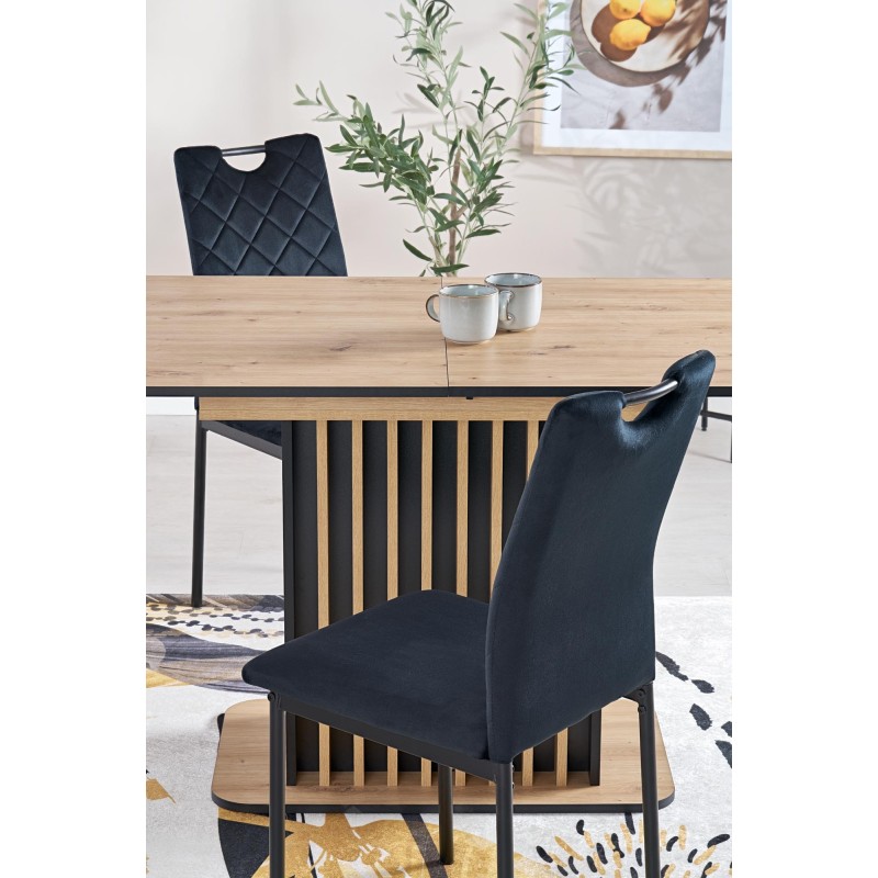 'WILSON Extendable Table, Top - Artisan Oak / Black, Legs - Artisan Oak / Black' 'WILSON Extendable Table, Top - Artisan Oak / Black, Legs - Artisan Oak / Black'