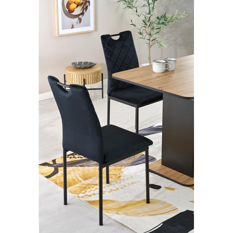 'WILSON Extendable Table, Top - Artisan Oak / Black, Legs - Artisan Oak / Black' 'WILSON Extendable Table, Top - Artisan Oak / Black, Legs - Artisan Oak / Black'