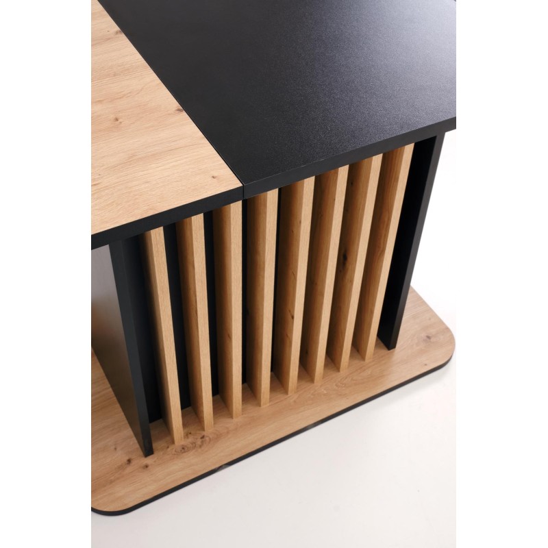 'WILSON Extendable Table, Top - Artisan Oak / Black, Legs - Artisan Oak / Black' 'WILSON Extendable Table, Top - Artisan Oak / Black, Legs - Artisan Oak / Black'