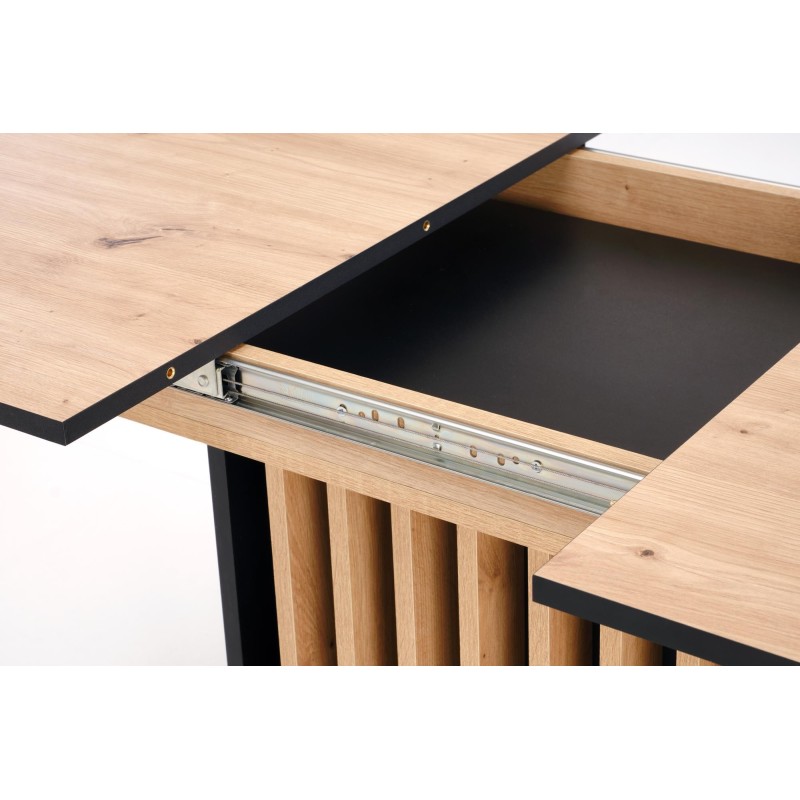 'WILSON Extendable Table, Top - Artisan Oak / Black, Legs - Artisan Oak / Black' 'WILSON Extendable Table, Top - Artisan Oak / Black, Legs - Artisan Oak / Black'