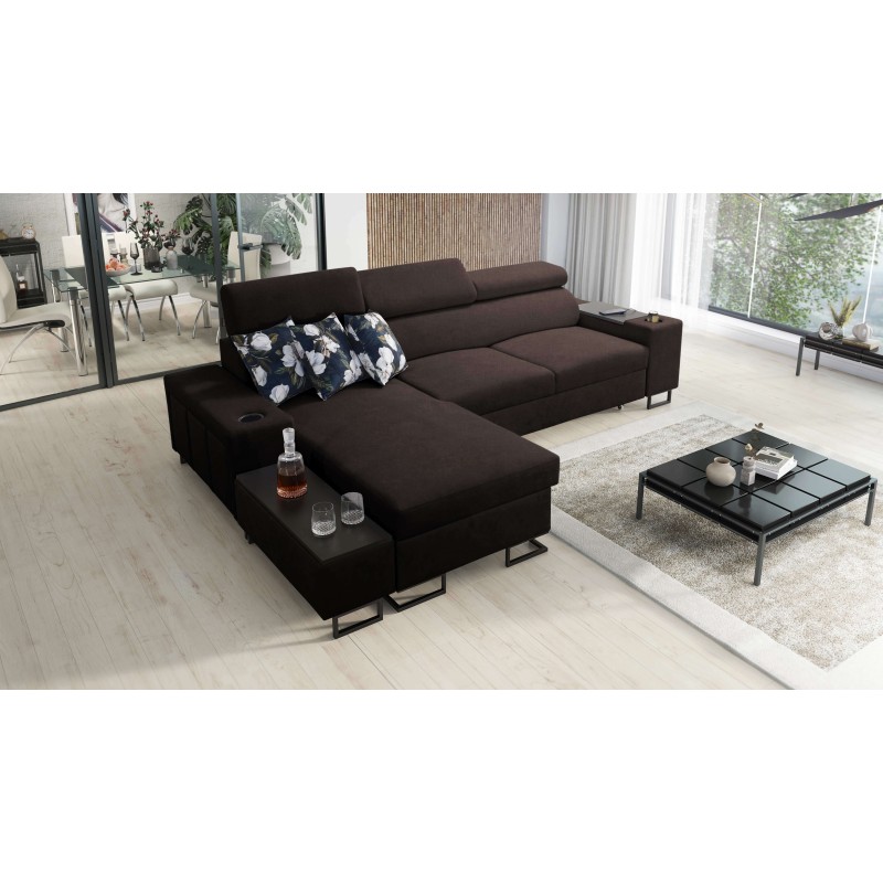 Prestige I Maxi corner sofa with sleeping function and USB port - Plecionka, Sawana 26