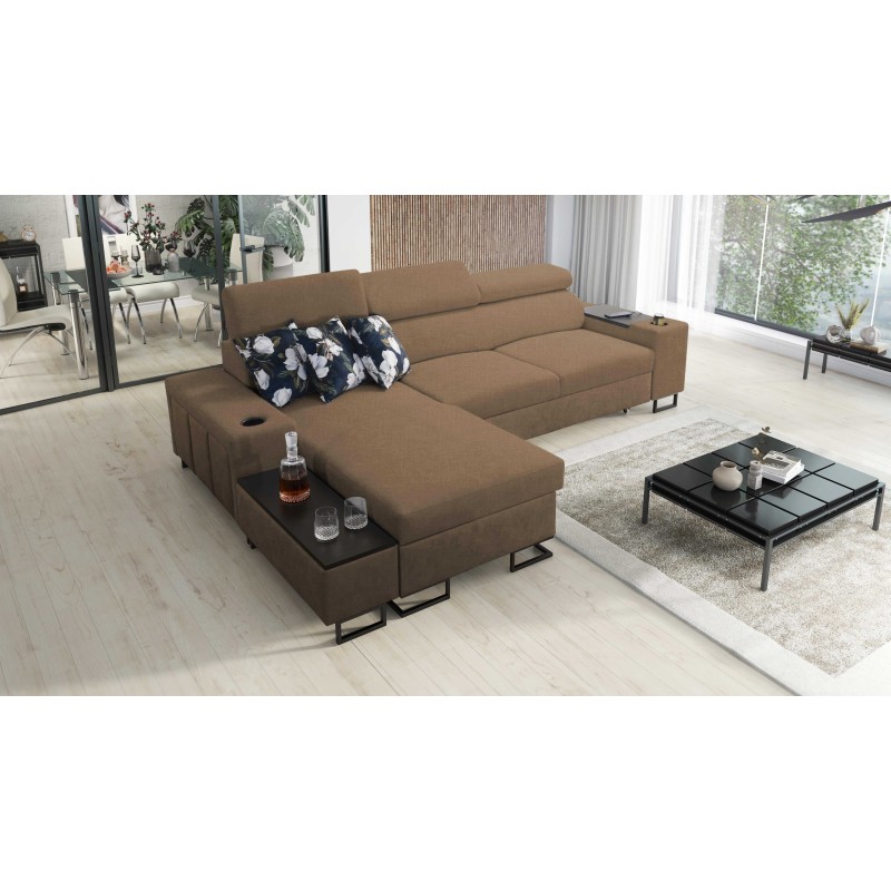 Ecksofa Prestige I Maxi mit Schlaffunktion und USB-Anschluss - Geflecht, Sawana 25