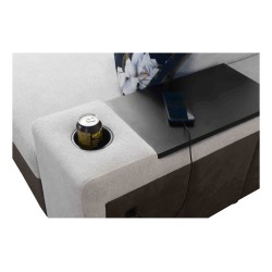 Sofá esquinero Prestige I Maxi con función de cama y puerto USB - Tejido, Sawana 25