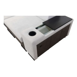Sofá esquinero Prestige I Maxi con función de cama y puerto USB - Tejido, Sawana 25