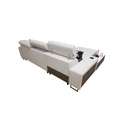 Sofá esquinero Prestige I Maxi con función de cama y puerto USB - Tejido, Sawana 25