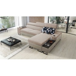 Prestige I Maxi Ecksofa mit Schlaffunktion und USB-Port - Weich im Griff, Freya 210.04 + Tauro 8203