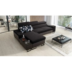 Narożnik Prestige I Maxi z funkcją spania i portem usb - Miękka w dotyku, Freya 210.25 + Tauro 8207