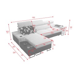 Prestige I Maxi corner sofa with sleeping function and USB port - Soft to the touch, Freya 210.23 + Tauro 8207 Prestige I Maxi corner sofa with sleeping function and USB port - Soft to the touch, Freya 210.23 + Tauro 8207