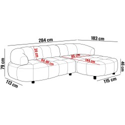 VELPA S Right-Facing Free-Standing Corner Sofa in Powdery Pink PUENTE 68 Fabric - VERSAILLES Edition VELPA S Right-Facing Free-Standing Corner Sofa in Powdery Pink PUENTE 68 Fabric - VERSAILLES Edition