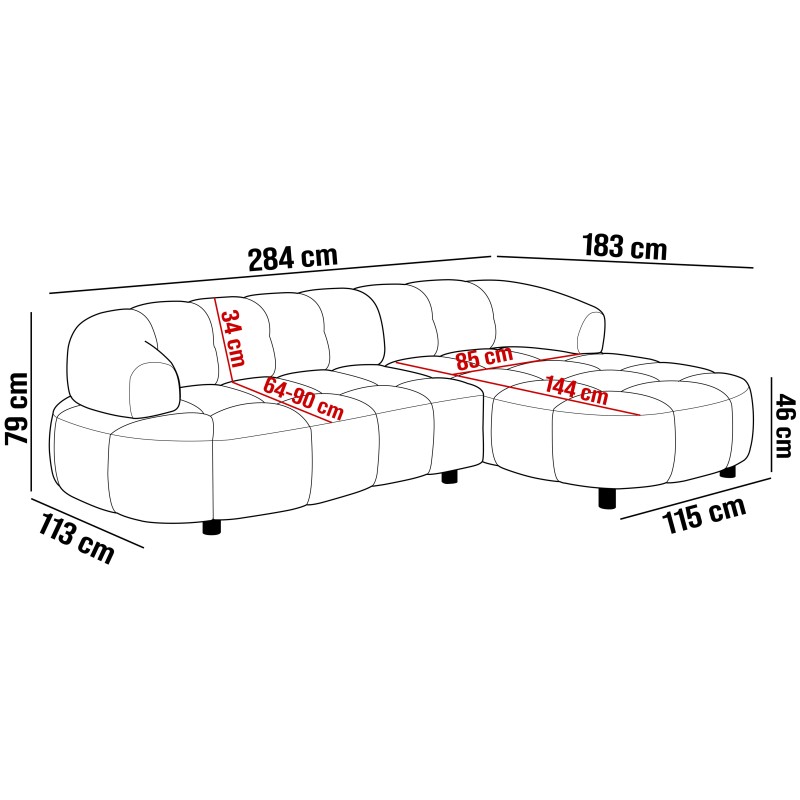 VELPA S Right-Facing Free-Standing Corner Sofa in Powdery Pink PUENTE 68 Fabric - VERSAILLES Edition VELPA S Right-Facing Free-Standing Corner Sofa in Powdery Pink PUENTE 68 Fabric - VERSAILLES Edition