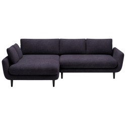 SOLANO Left-Hand Corner Sofa with Sleep Function, Storage, and Pillows, Element 01 Navy Blue VERSAILLES