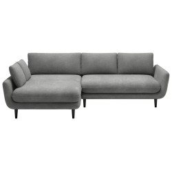 SOLANO Left-Hand Corner Sofa with Sleep Function, Storage, and Cushions, Element 04 Gray VERSAILLES