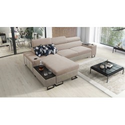 Corner Sofa Prestige I Maxi with a sleeping function and USB port - Soft to the touch, Freya 210.04 + Tauro 8203