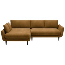 SOLANO Left-Handed Corner Sofa with Sleep Function, Storage, and Cushions, Element 08 Golden VERSAILLES
